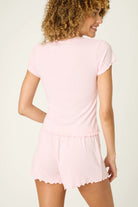 short sleeve pajama shirt in pink