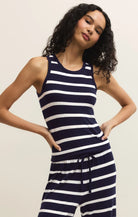 navy and white stripe tank top