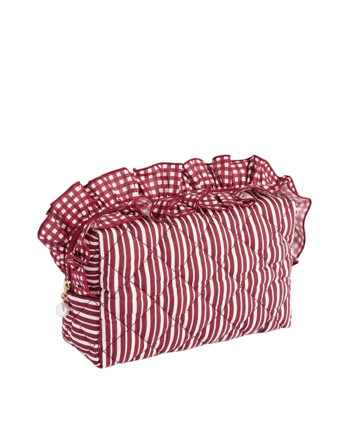 red gingham large zip pouch