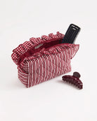 red gingham large zip pouch