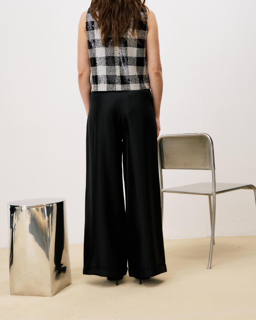 black wide leg trouser pant