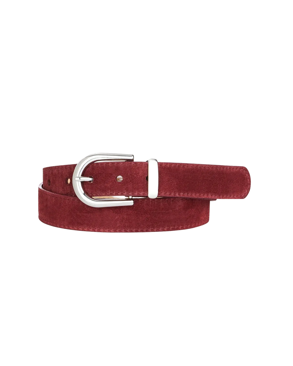 suede leather belt in burgundy 