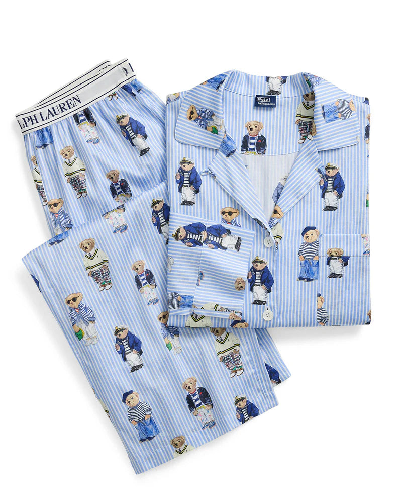 pj set in blue with polo bears all over
