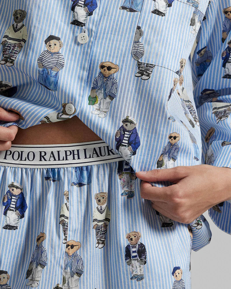 pj set in blue with polo bears all over