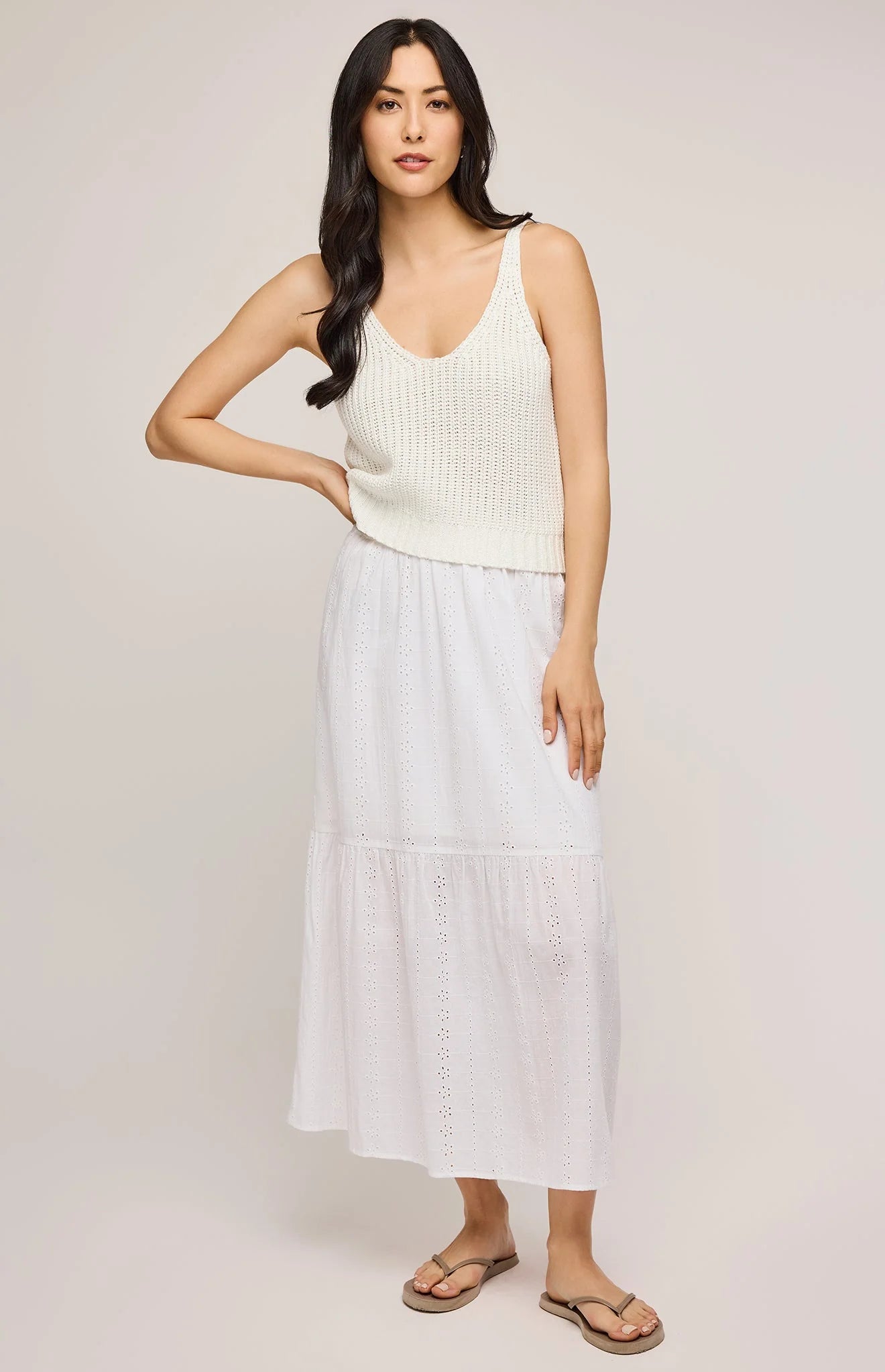 white maxi eyelet skirt