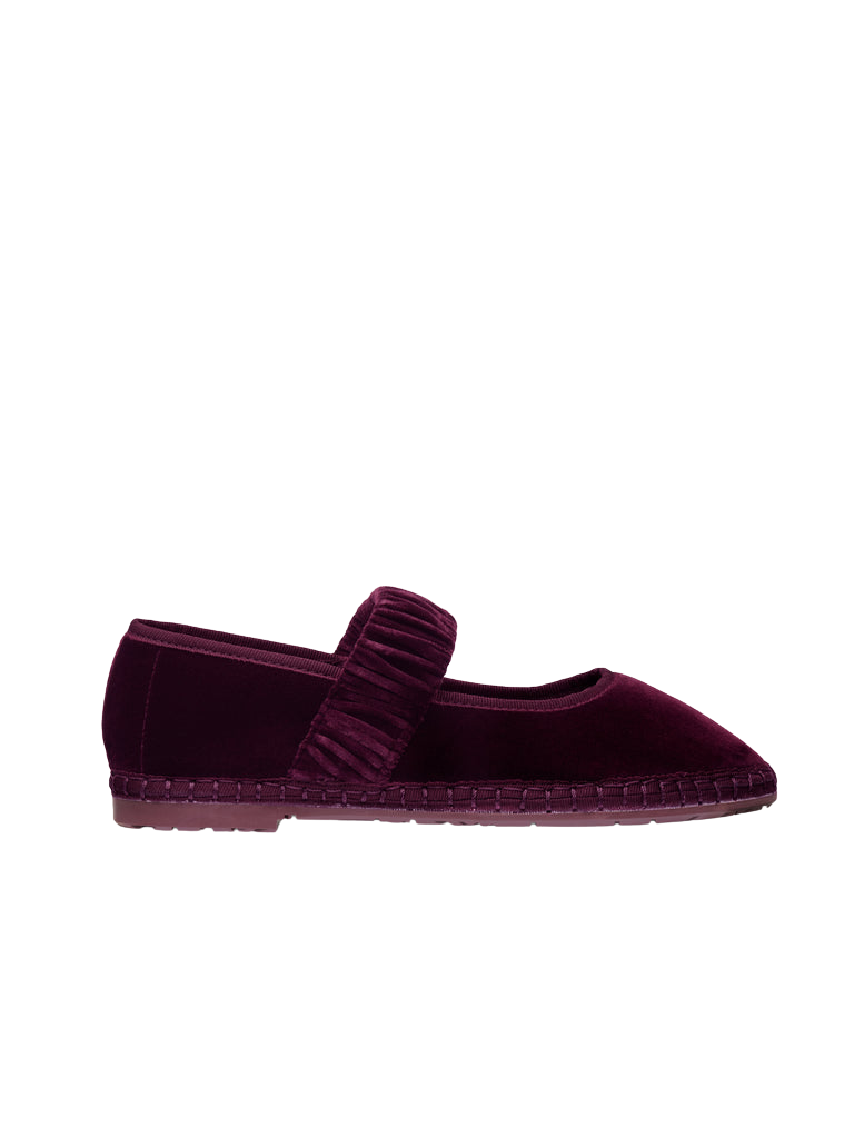 burgundy velvet flat shoe