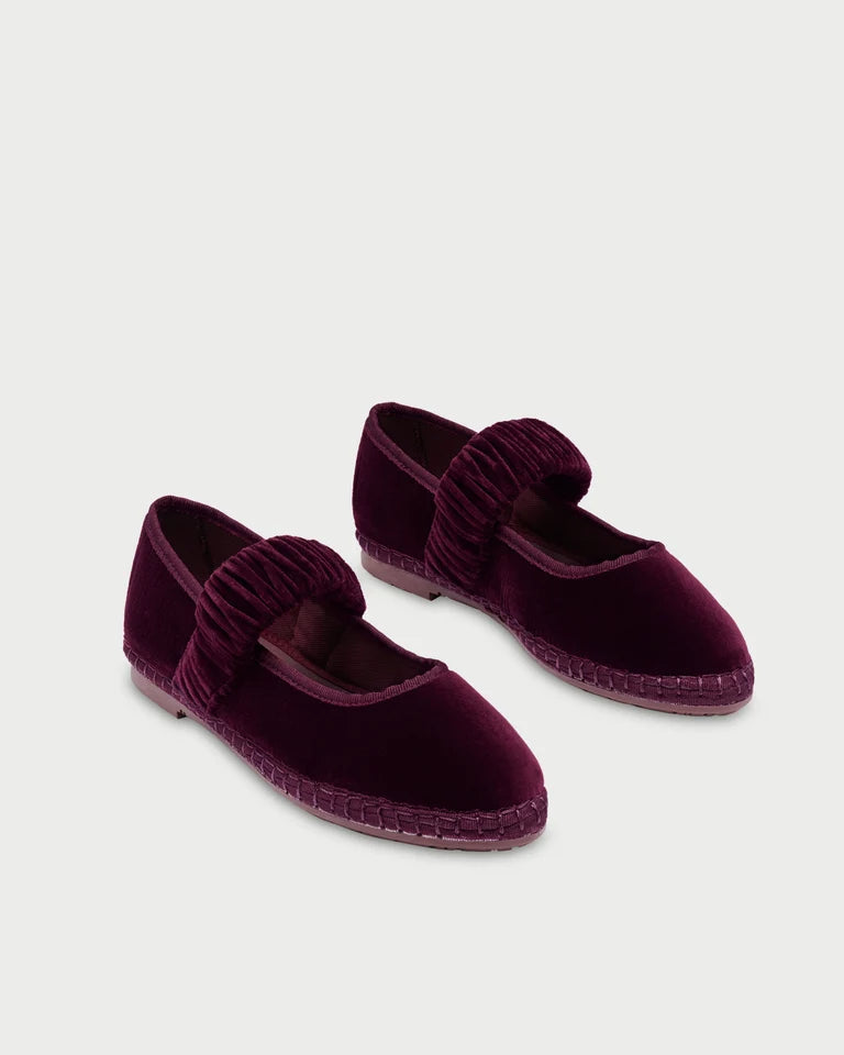 burgundy velvet flat shoe