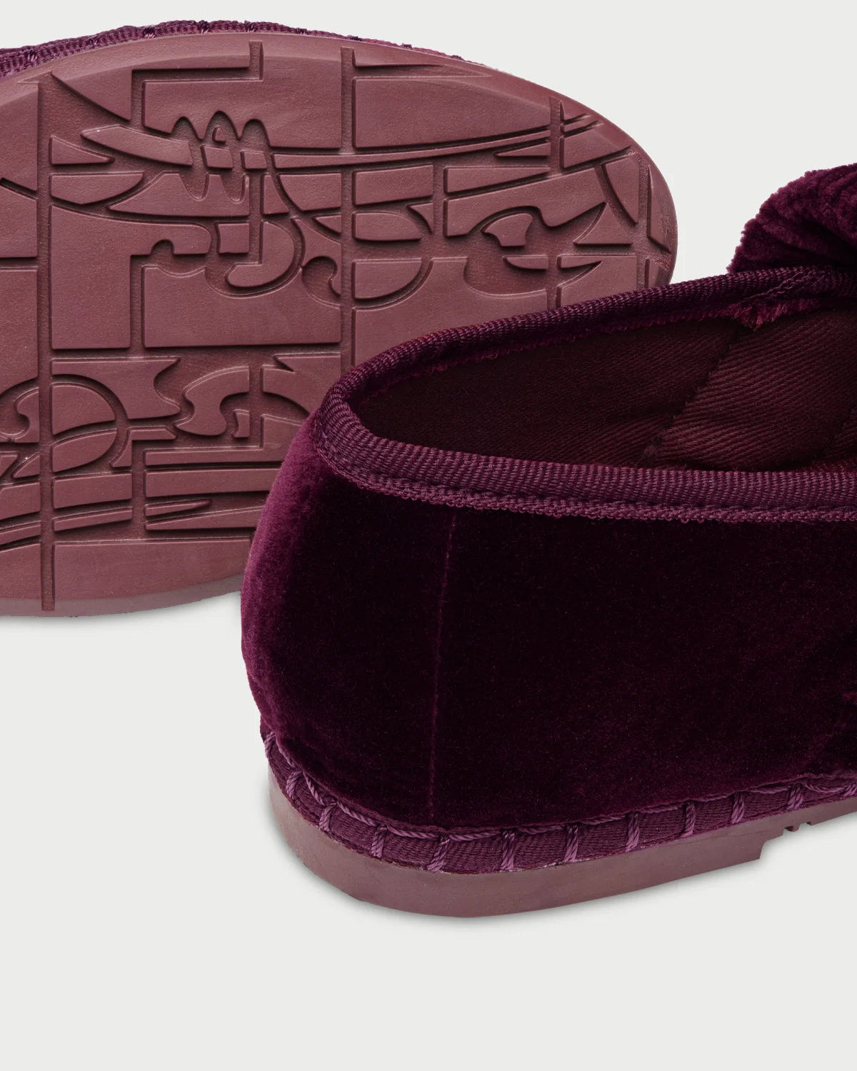 burgundy velvet flat shoe