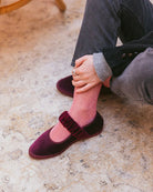 burgundy velvet flat shoe