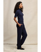 short sleeve top with turtleneck in navy