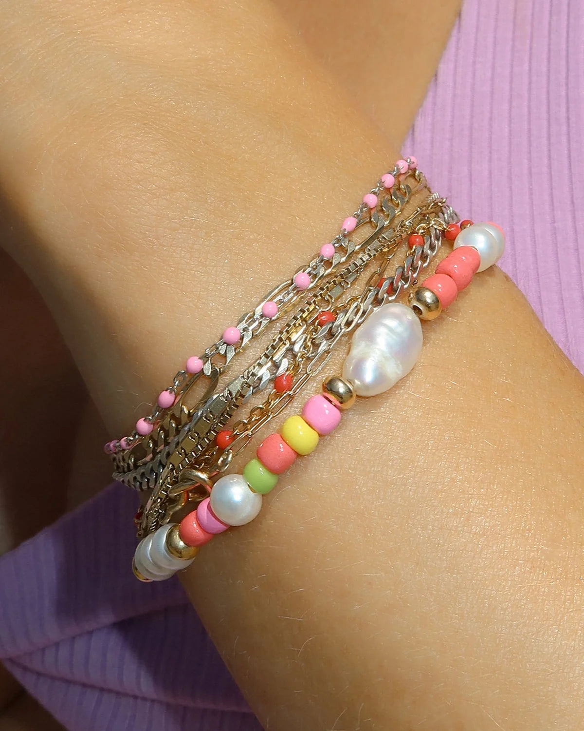 colorful beaded bracelet with pearls