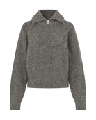 grey knit zip turtleneck