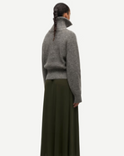 grey knit zip turtleneck sweater