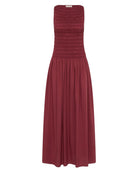 midi sleeveless dress in a deep red/pink