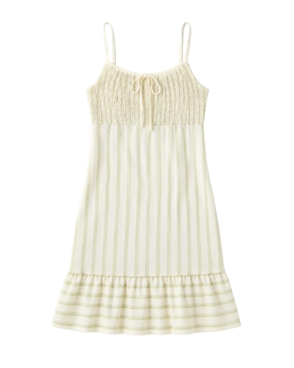 mini dress in cream with green stripes