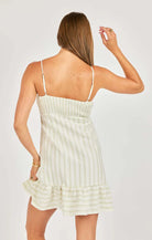 mini dress in cream with green stripes