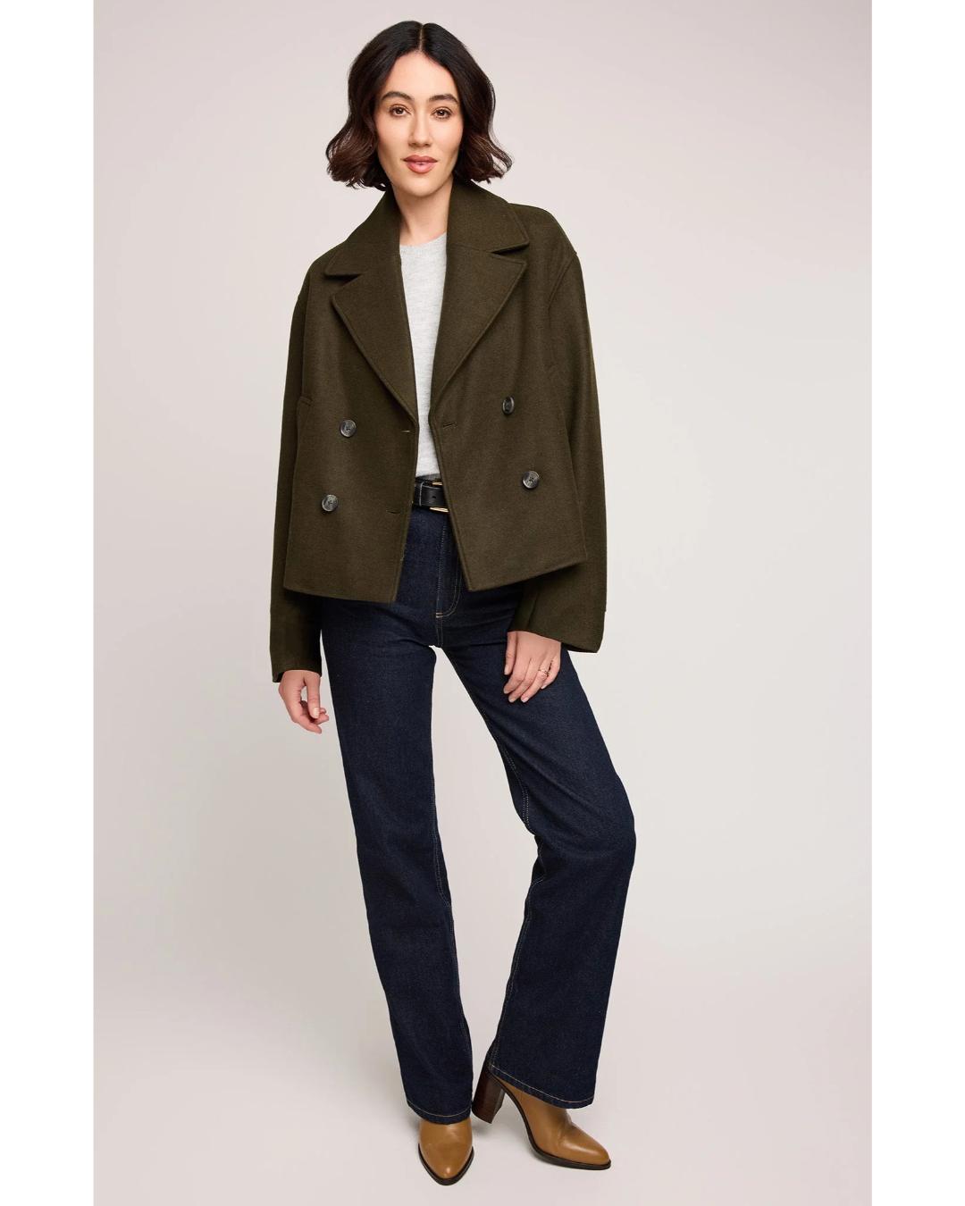 peacoat crop in khaki green