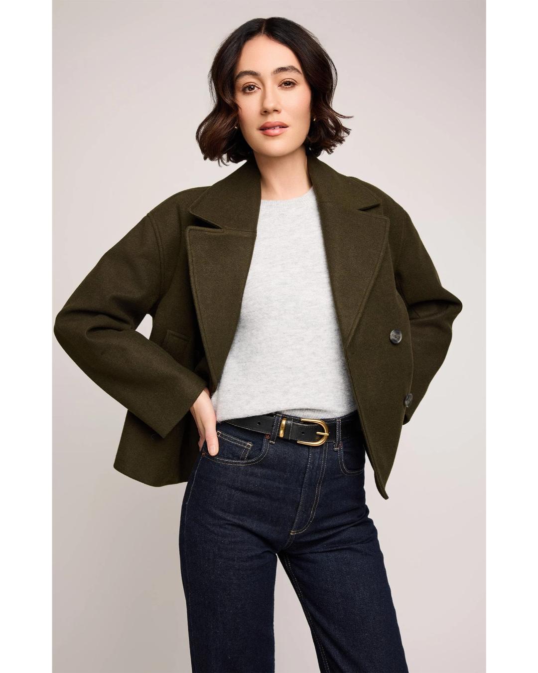 peacoat crop in khaki green