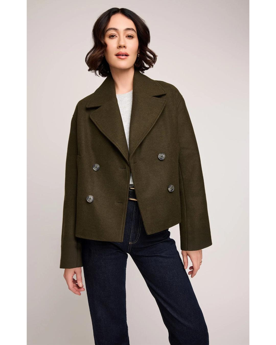 peacoat crop in khaki green