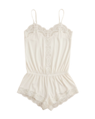 white satin and lace romper pajamas
