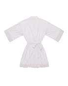 white silk and lace short robe