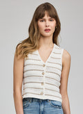 knit vest in cream and tan stripes