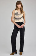 knit vest in cream and black stripes 