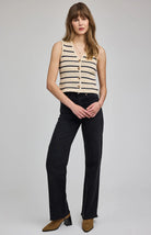 knit vest in cream and black stripes 