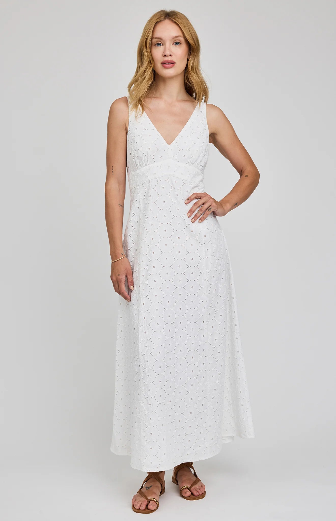 white eyelet maxi dress