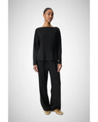black boatneck shirt