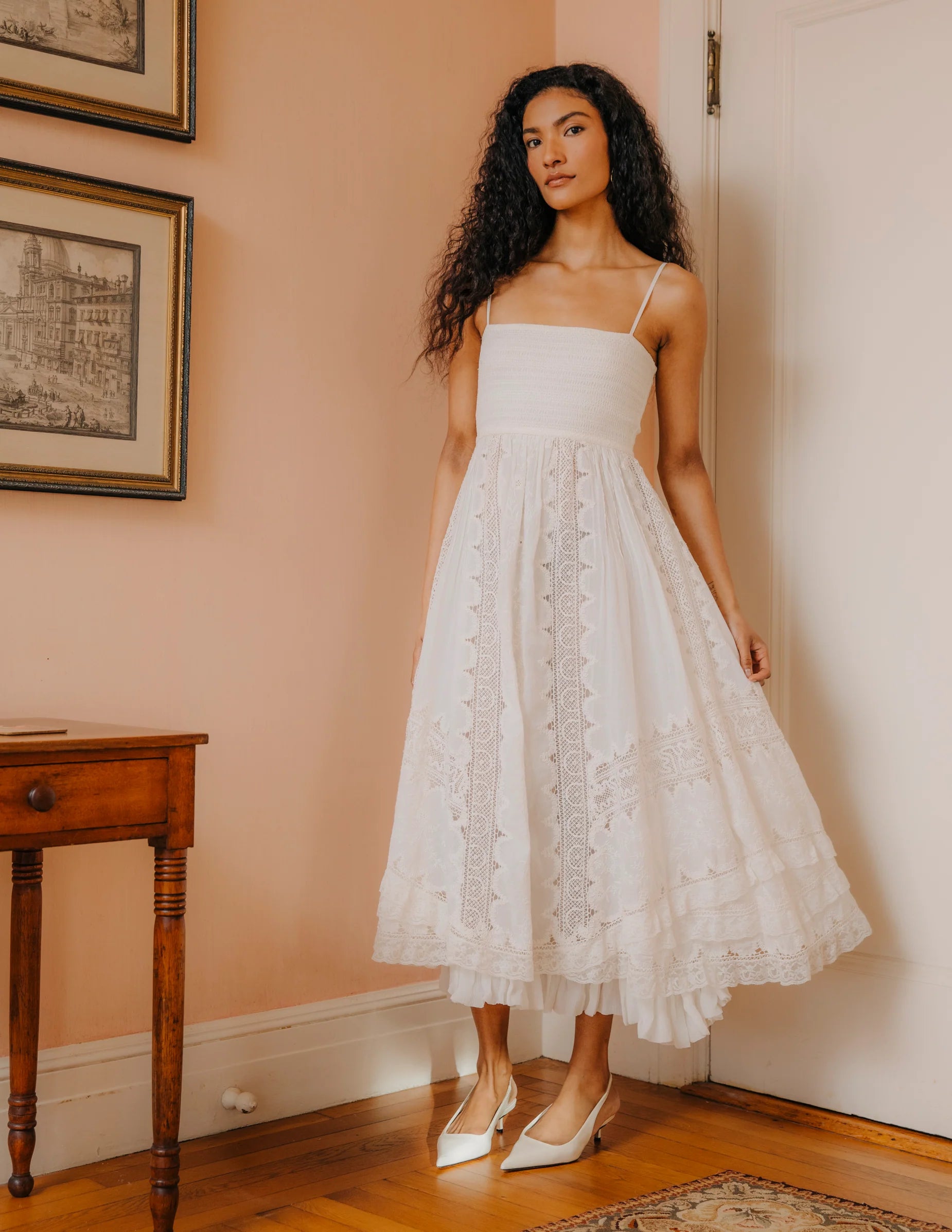 midi white dress