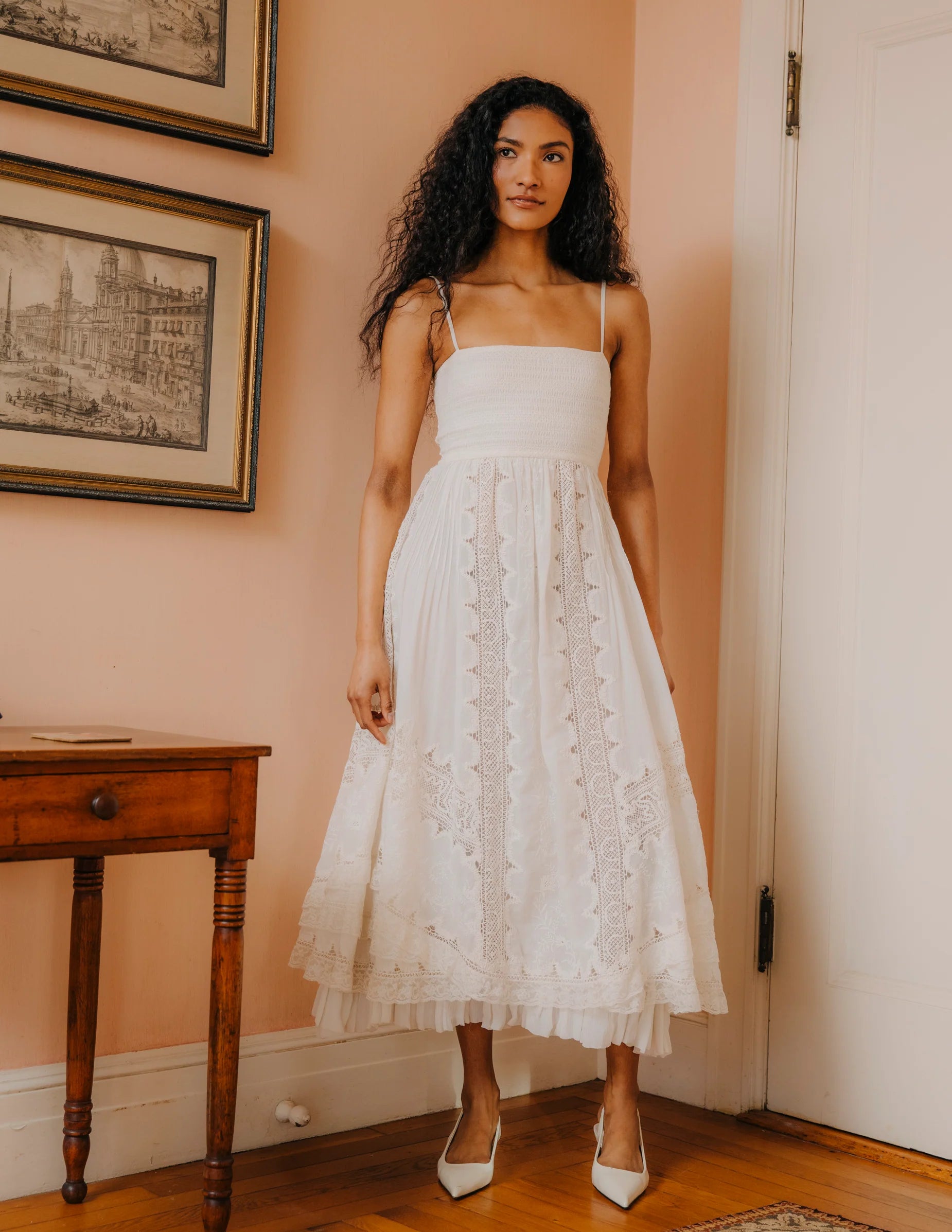 midi white dress