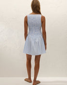 blue and white mini dress