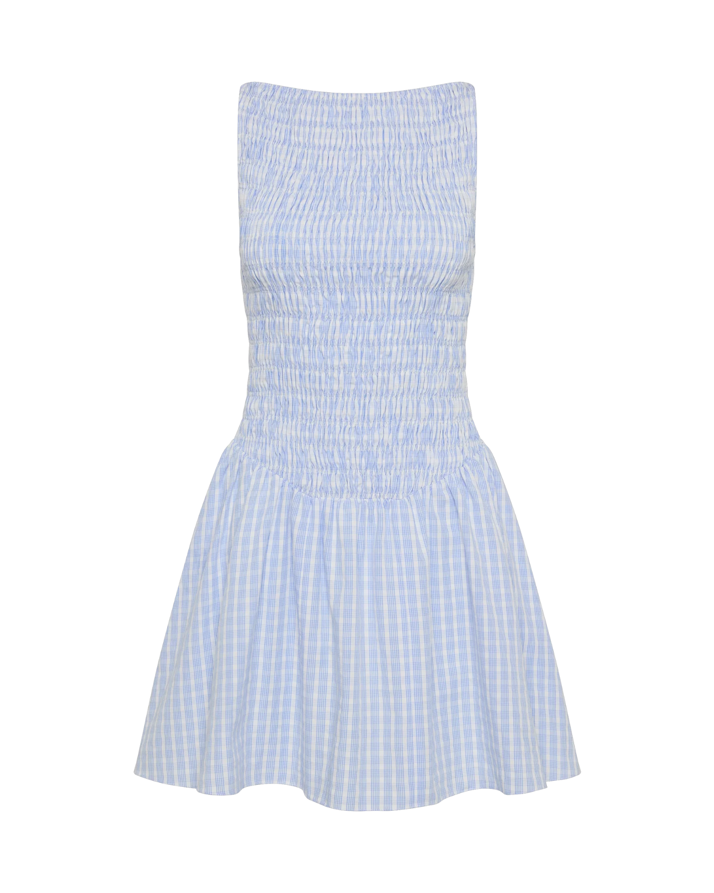 blue and white mini dress