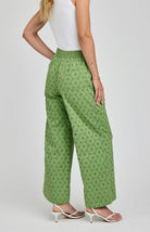 green eyelet pant