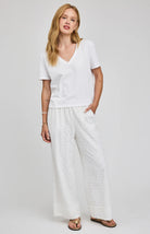 white eyelet pant