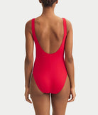 red one piece swimsuit