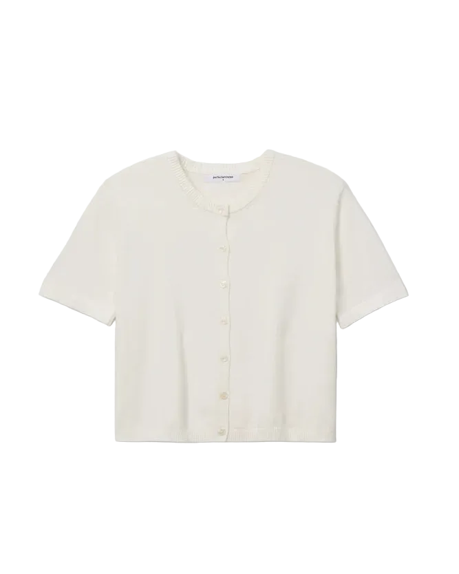 short sleeve cardigan in white