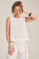 white linen tank top