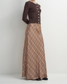 maxi plaid skirt in beige