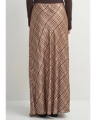 maxi plaid skirt in beige