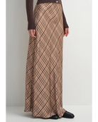 maxi plaid skirt in beige