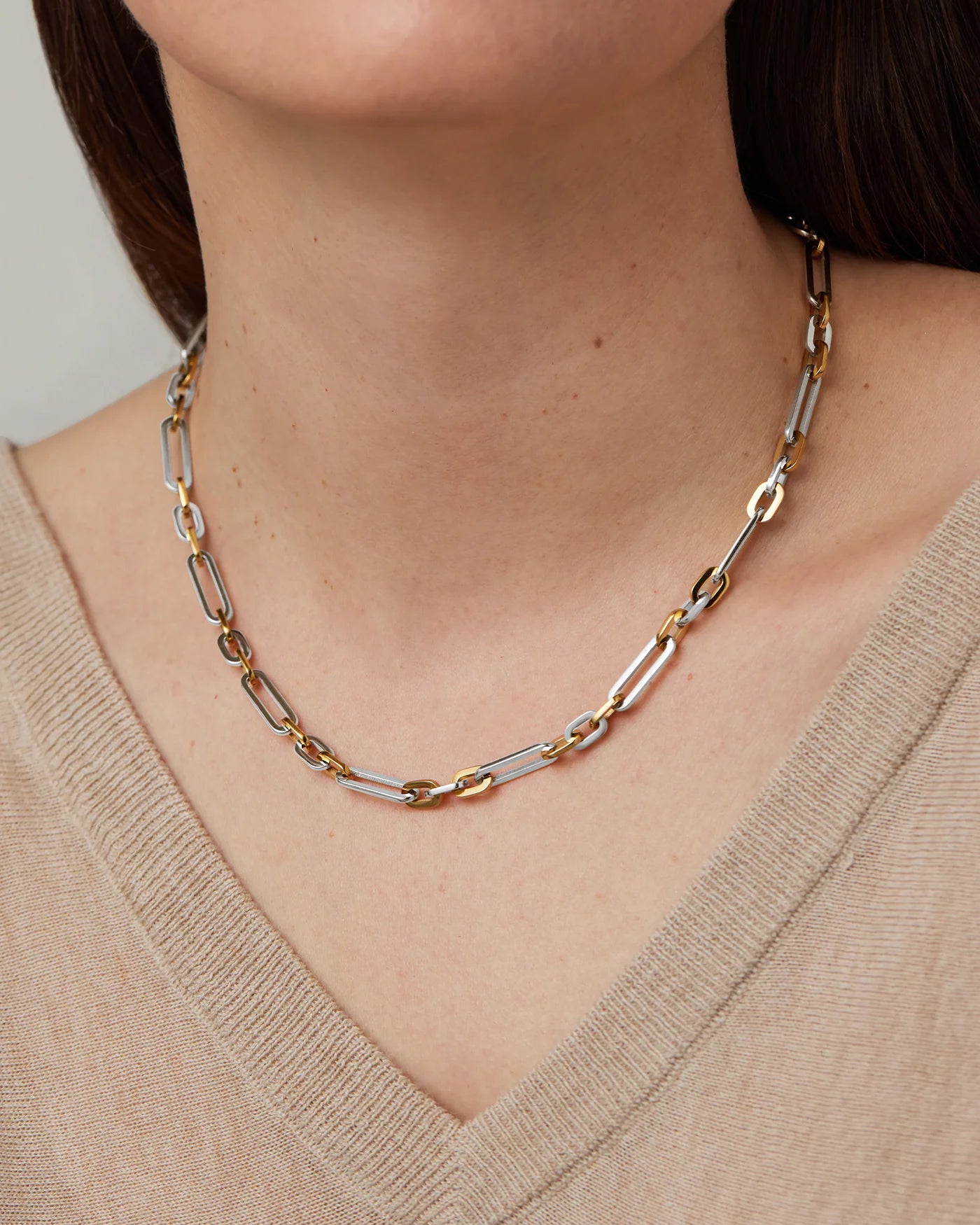 two tone link necklace