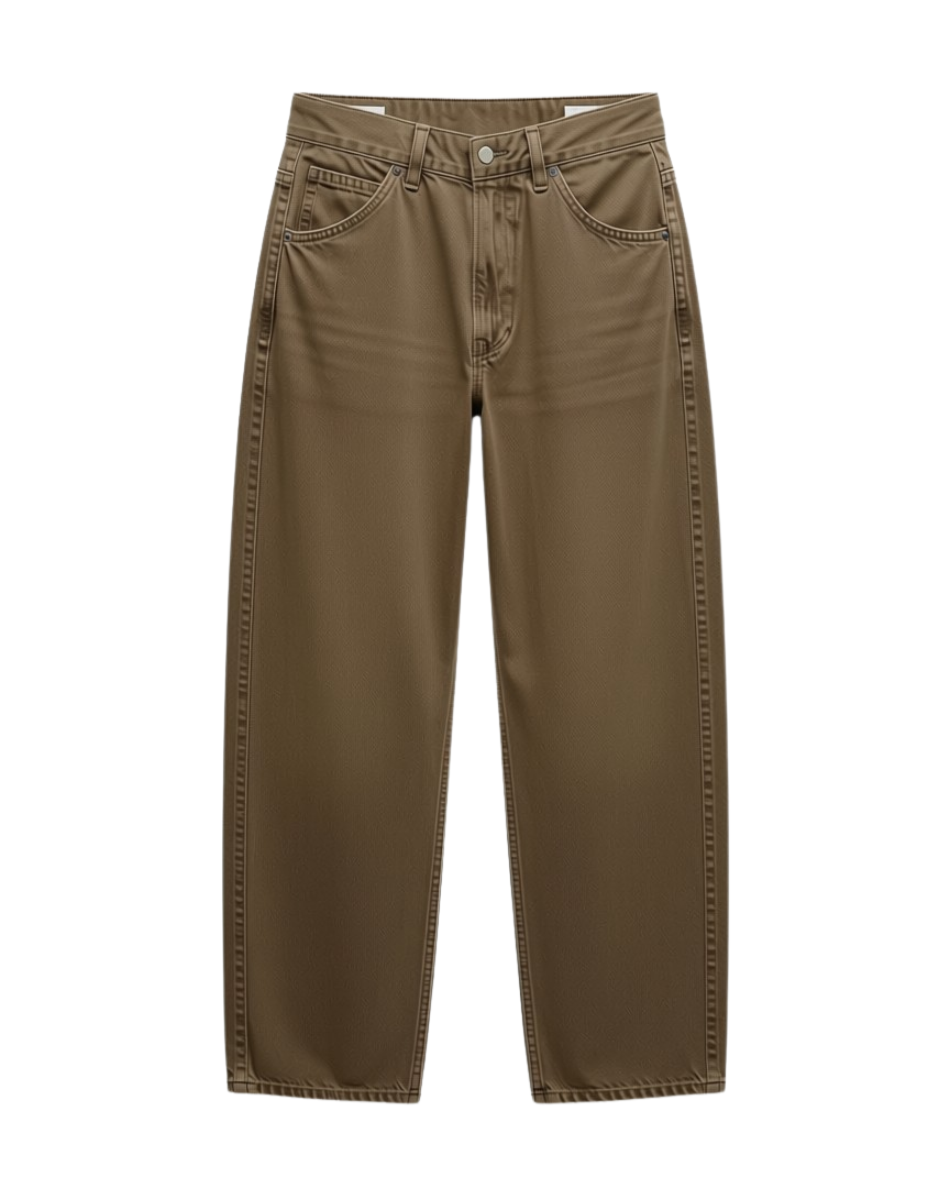 brown curve leg denim pant