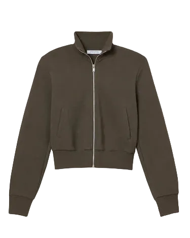 green zip up sweatshirt