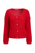 red knit cardigan