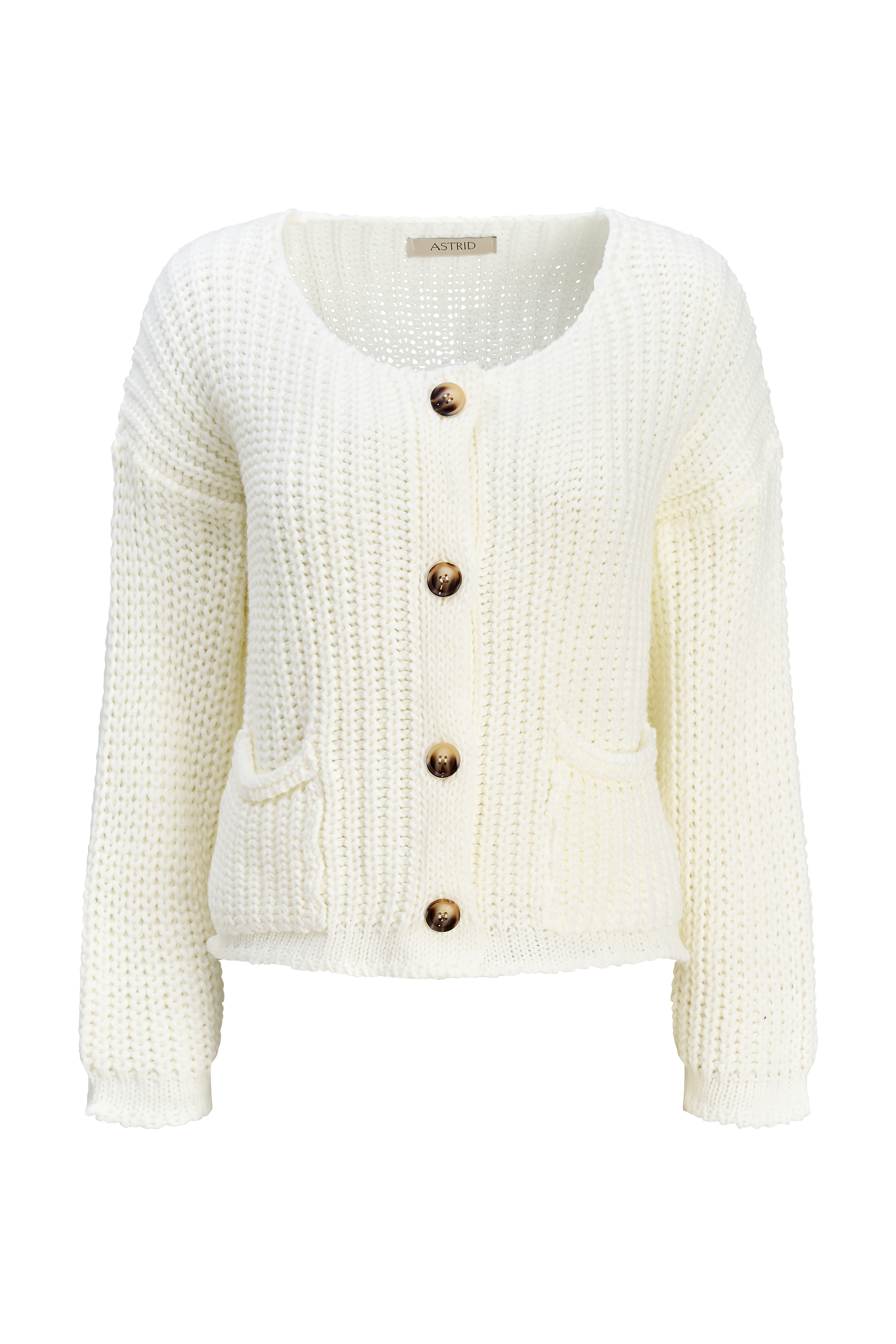 white knit cardigan