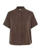 short sleeve brown button up