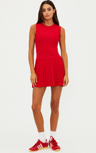 red active dress with a pleat