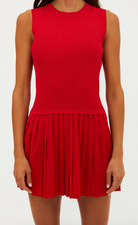 red active dress with a pleat